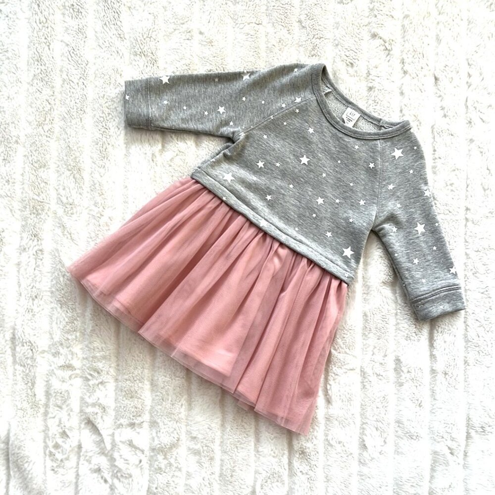 Kids GAP Star Tulle Dress (Gray/Pink) 2T